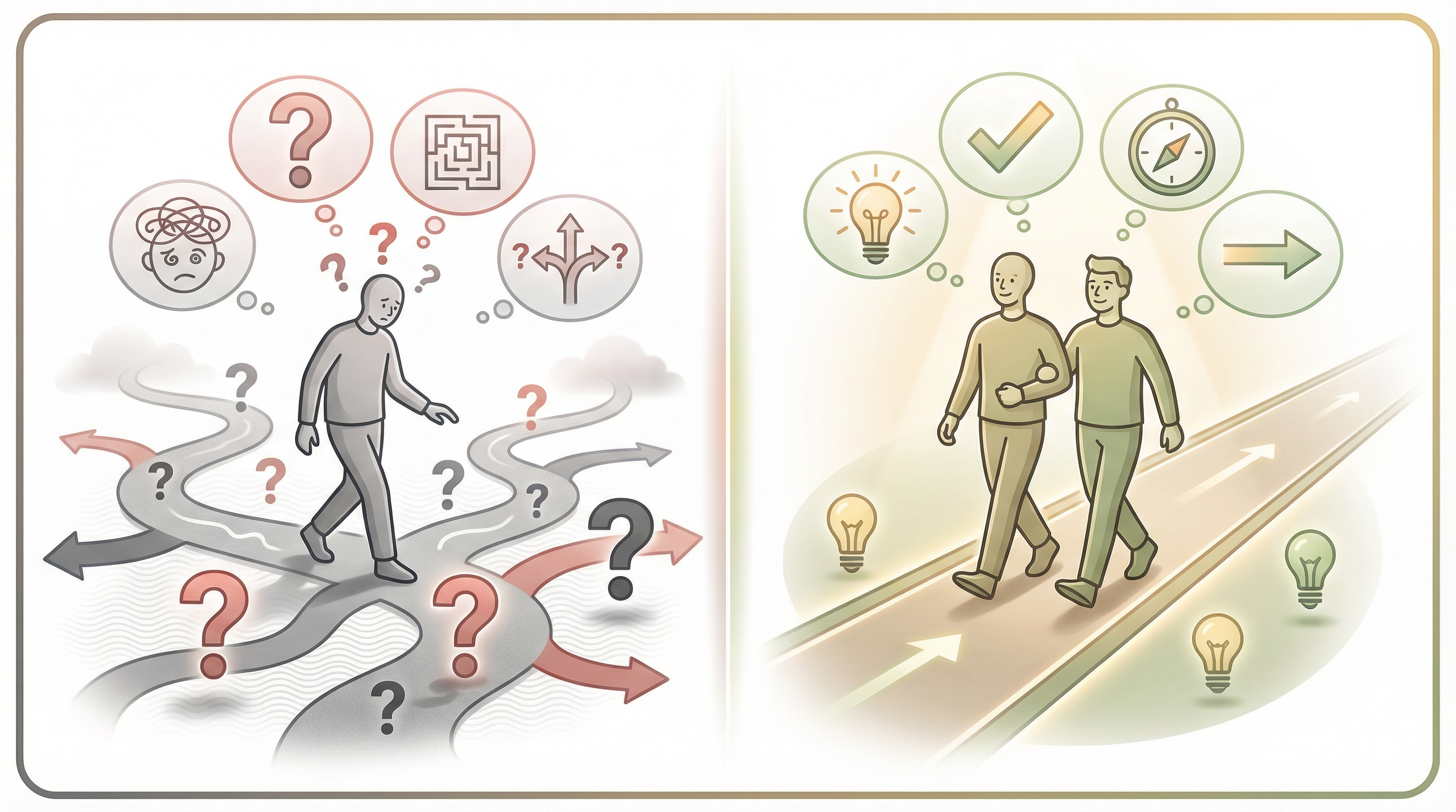 一人で進む場合と伴走がある場合の比較